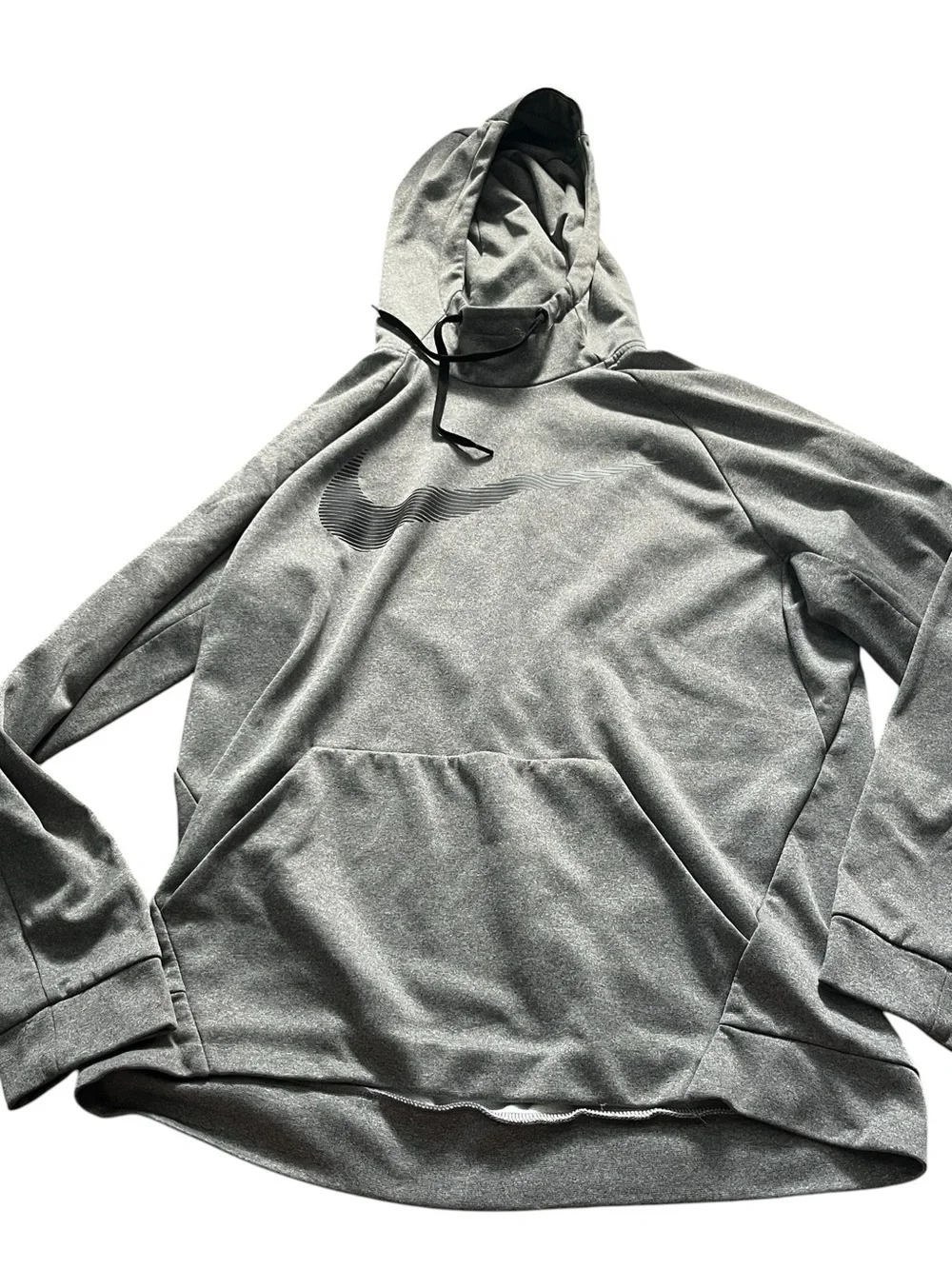 Nike Therma-Fit Mens Gray Hooded Pullover Sweatshirt Hoodie Size Large